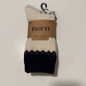 NWT Born Multicolor Crew Socks Cashmere Wool Blend 2 Pack Women Shoe Size 4-10